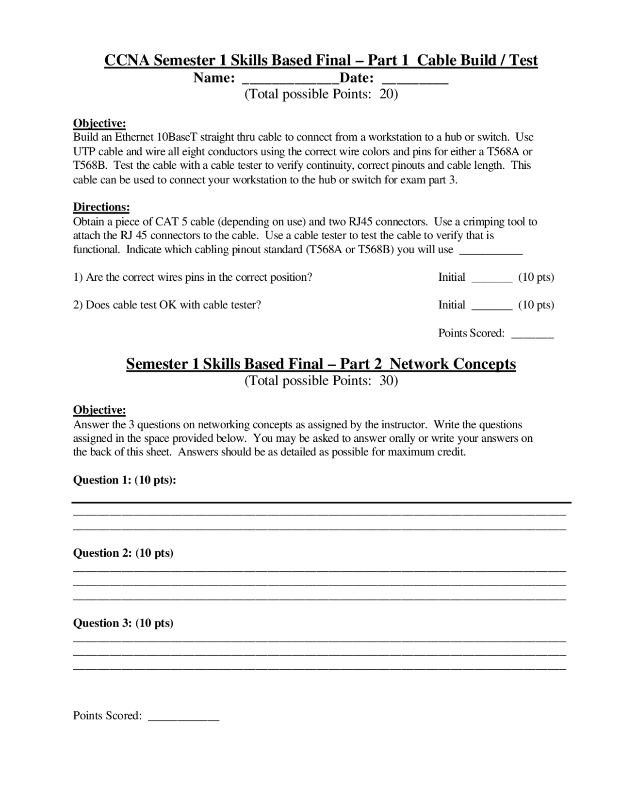 Network Connection - Computer Network - Exam Guide - Docsity