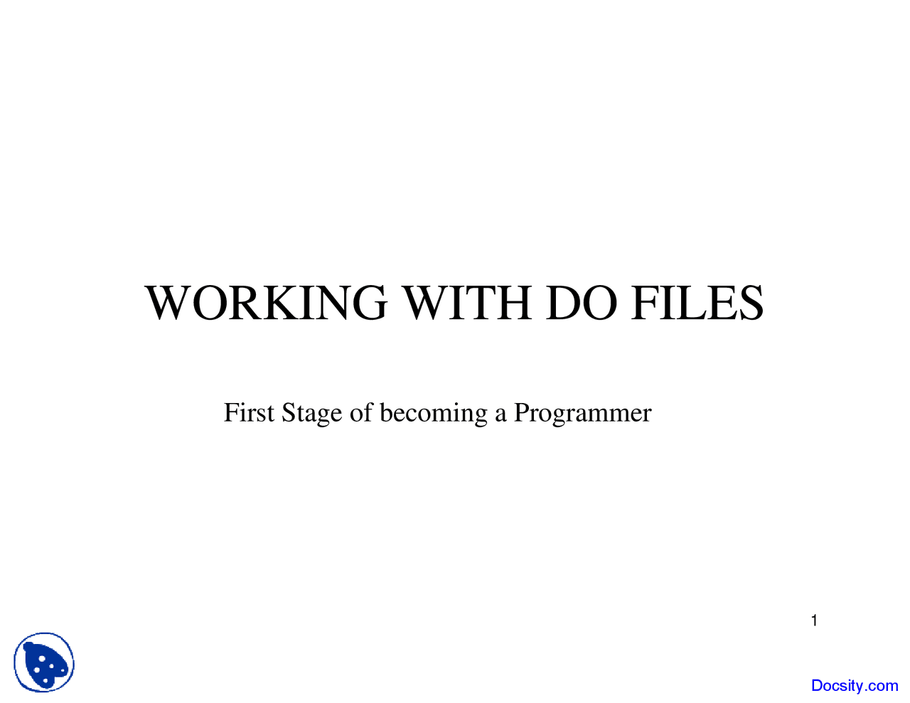 Do A File Examples Working with Do Files - Econometrics - Lecture Slides - Docsity