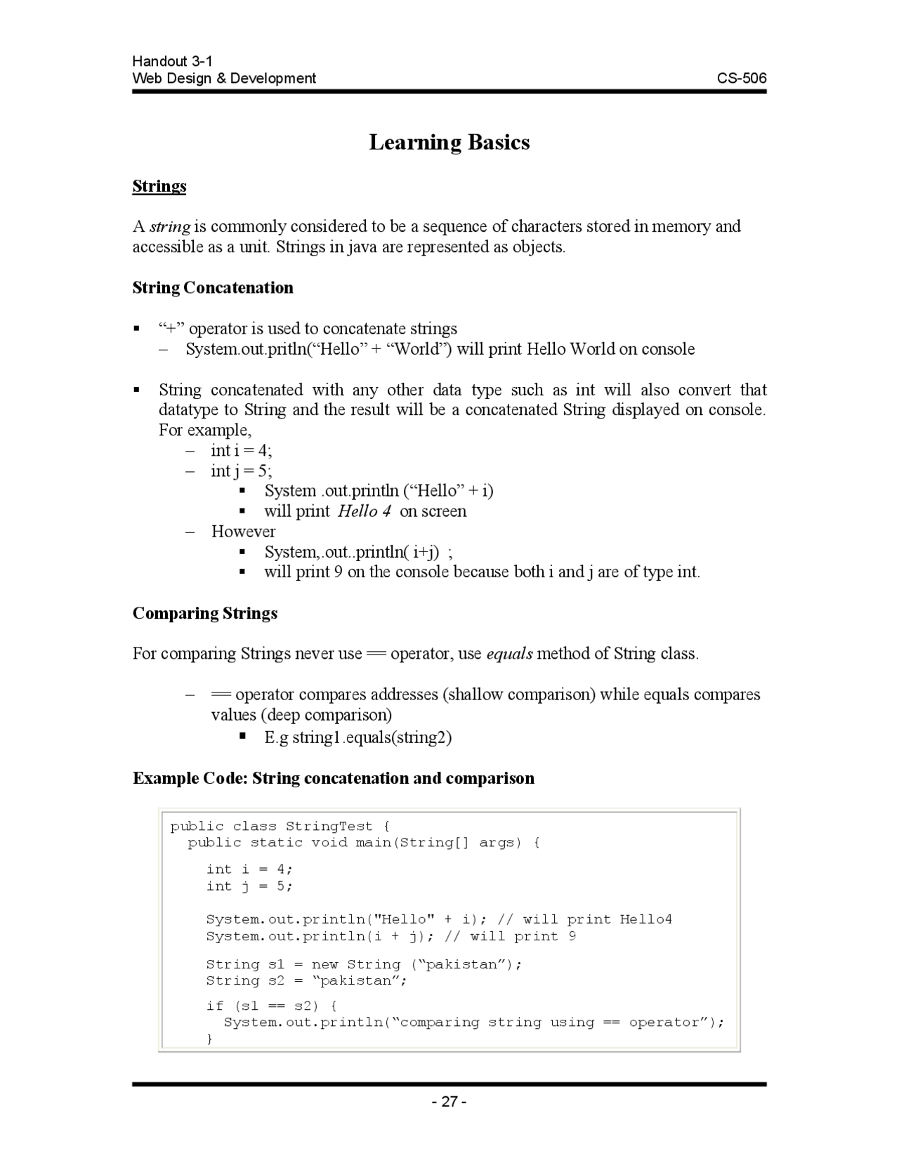 Learning Basics - Web Design and Development - Lecture Handouts - Docsity