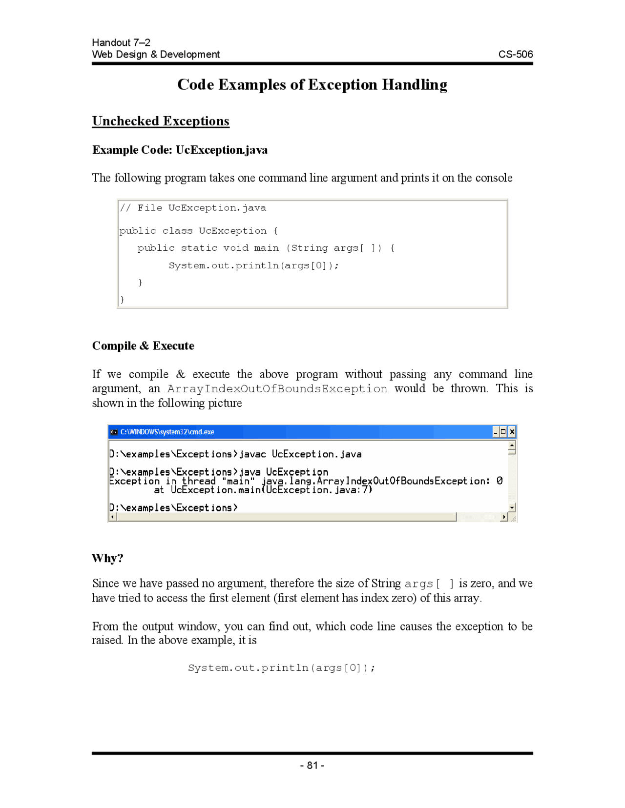 Code Examples of Exception Handling - Web Design and Development ...