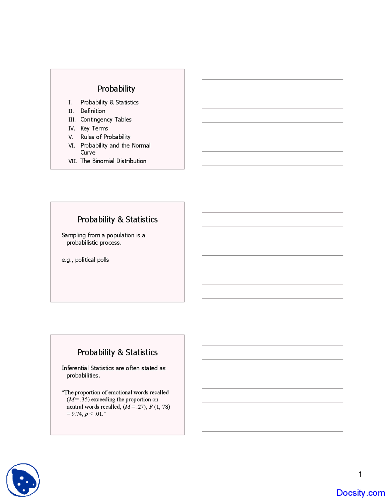 Probability - Basic Statistics for Behavioral Science - Lecture Slides ...