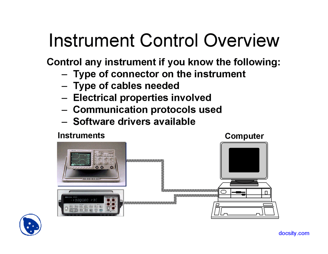 Developing Management Control Instruments Instrument Control - Analytical Instrumentation - Lecture Slides - Docsity