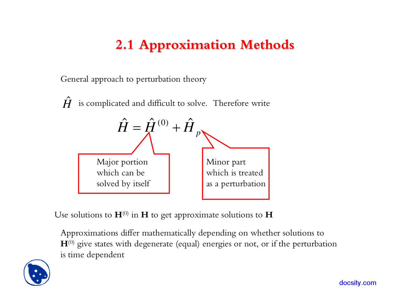 Approximation Methods - Advanced Quantum Chemistry and Spectroscopy ...