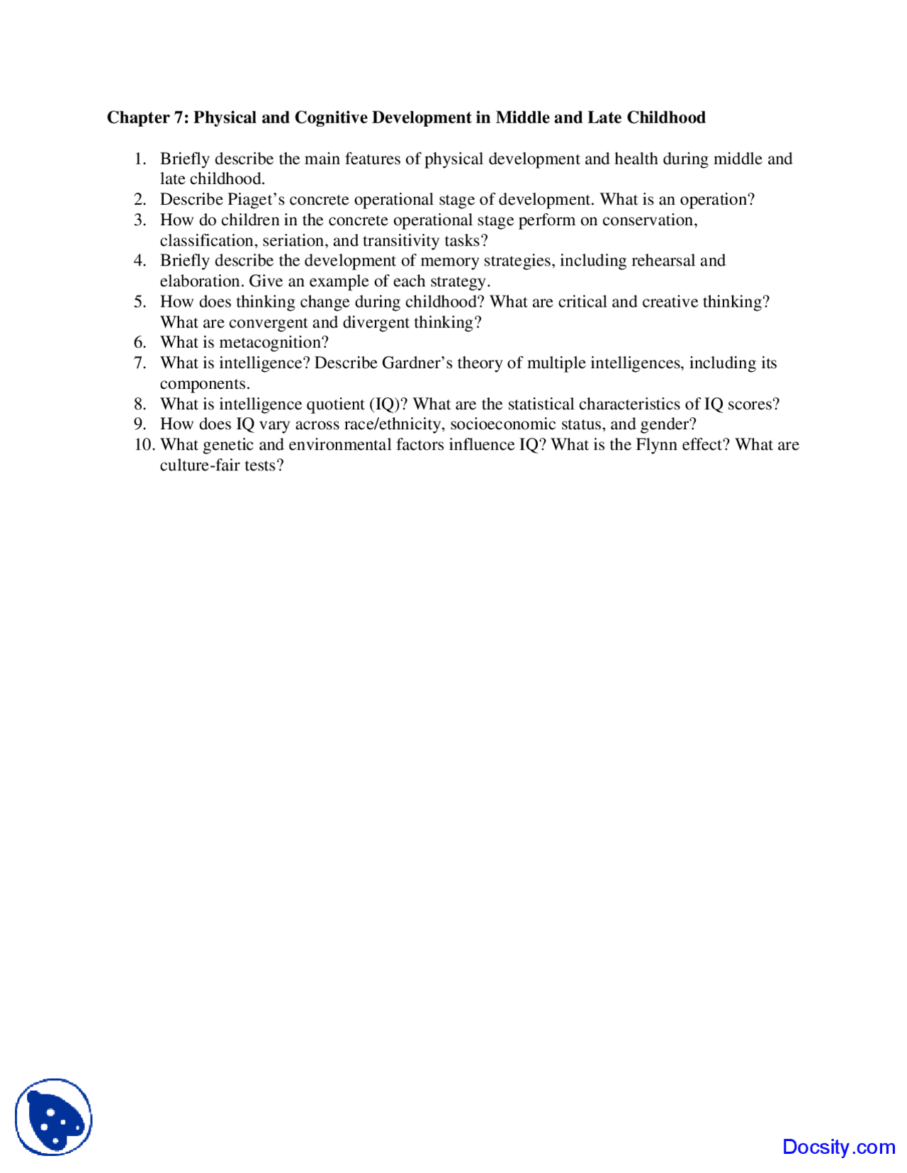 Physical and Cognitive Development in Middle and Late Childhood ...