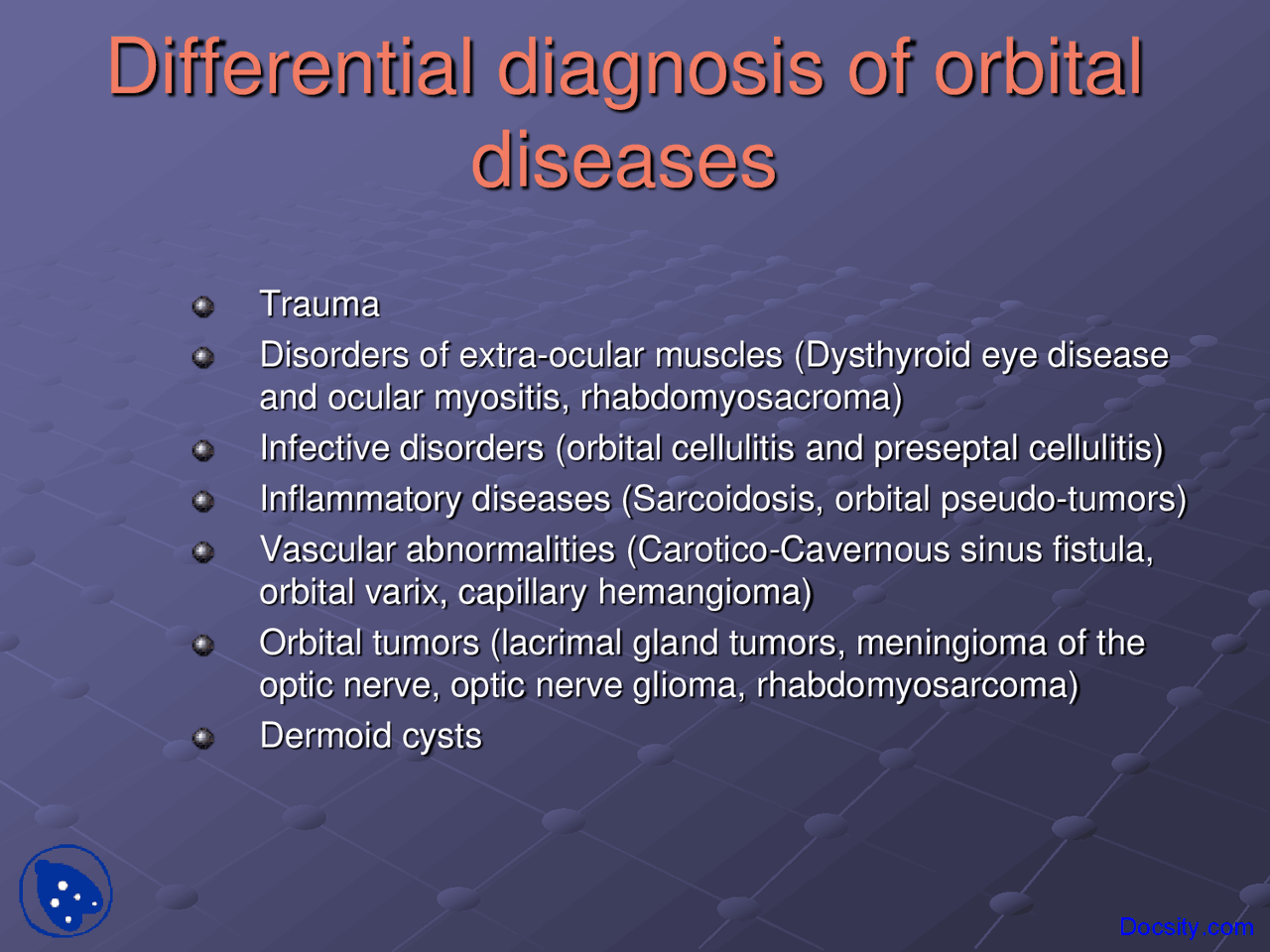 Diagnosis of Orbital Diseases Introduction to Ophthalmology Lecture