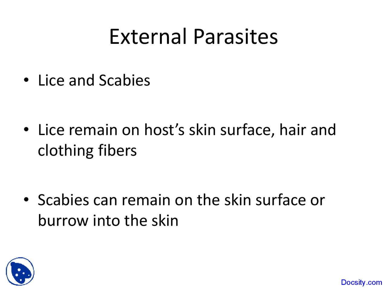 External Parasites - Introduction to Pharmacology - Lecture Slides