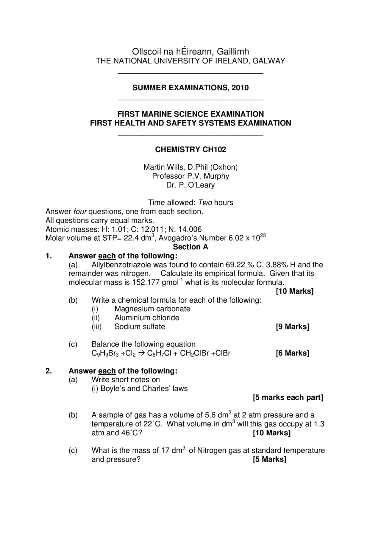Magnesium Carbonate Chemistry Exam Docsity
