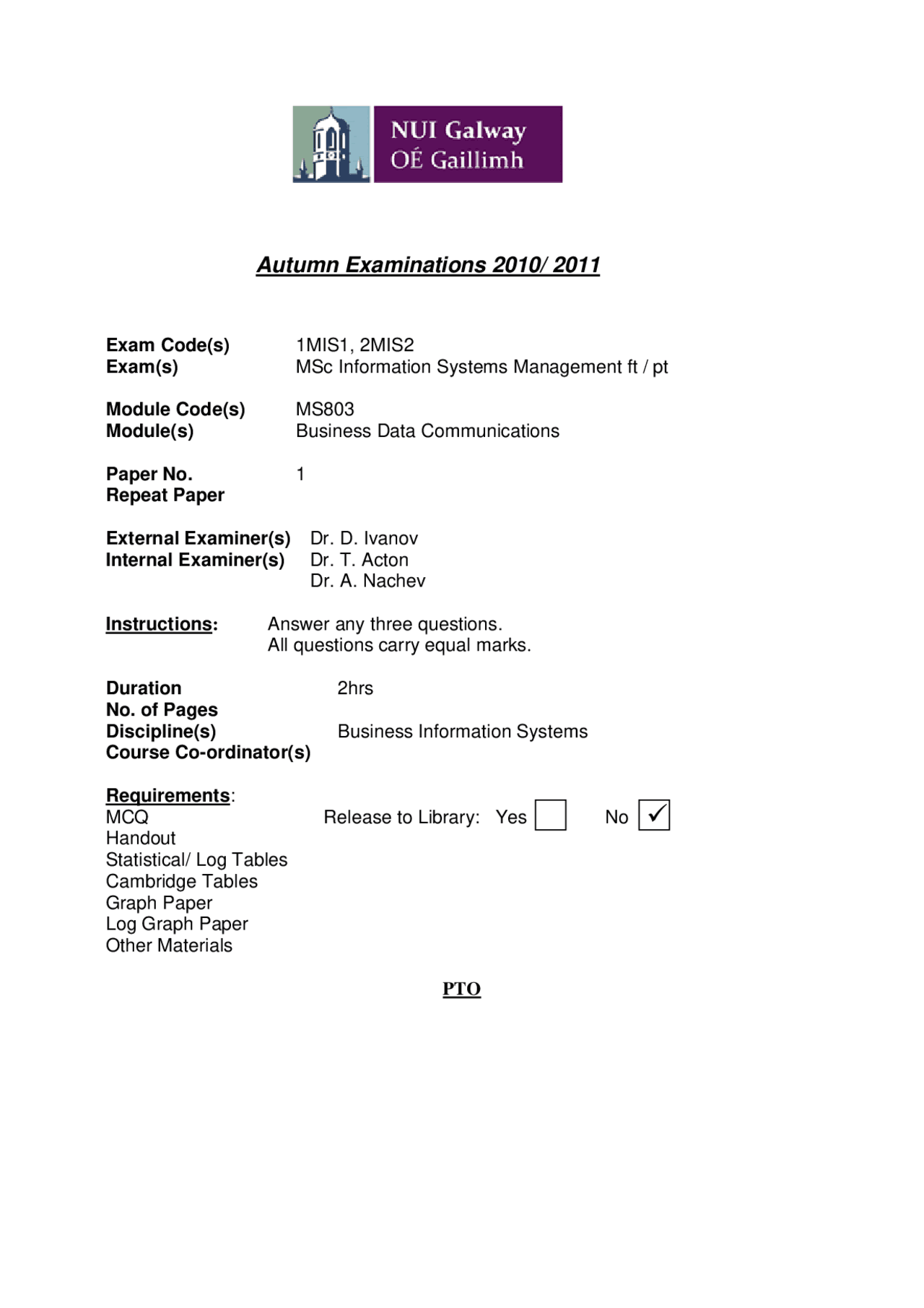 Mode of Transmission - Business Data Communications - Exam - Docsity