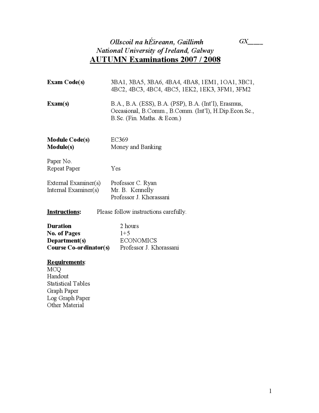 Liabilities Money and Banking Past Exam Docsity