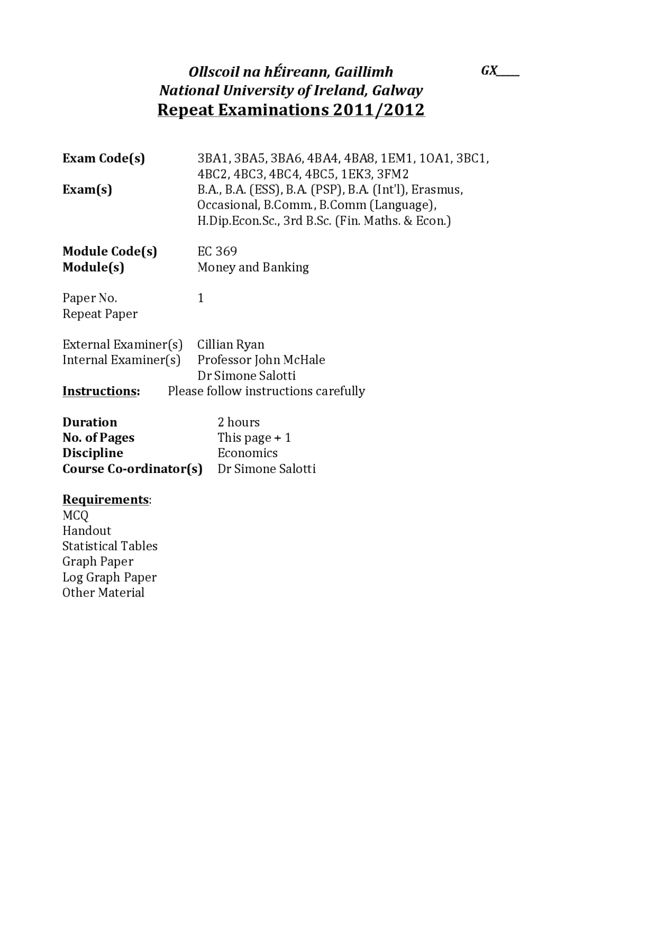 Financial Crisis Money and Banking Past Exam Docsity