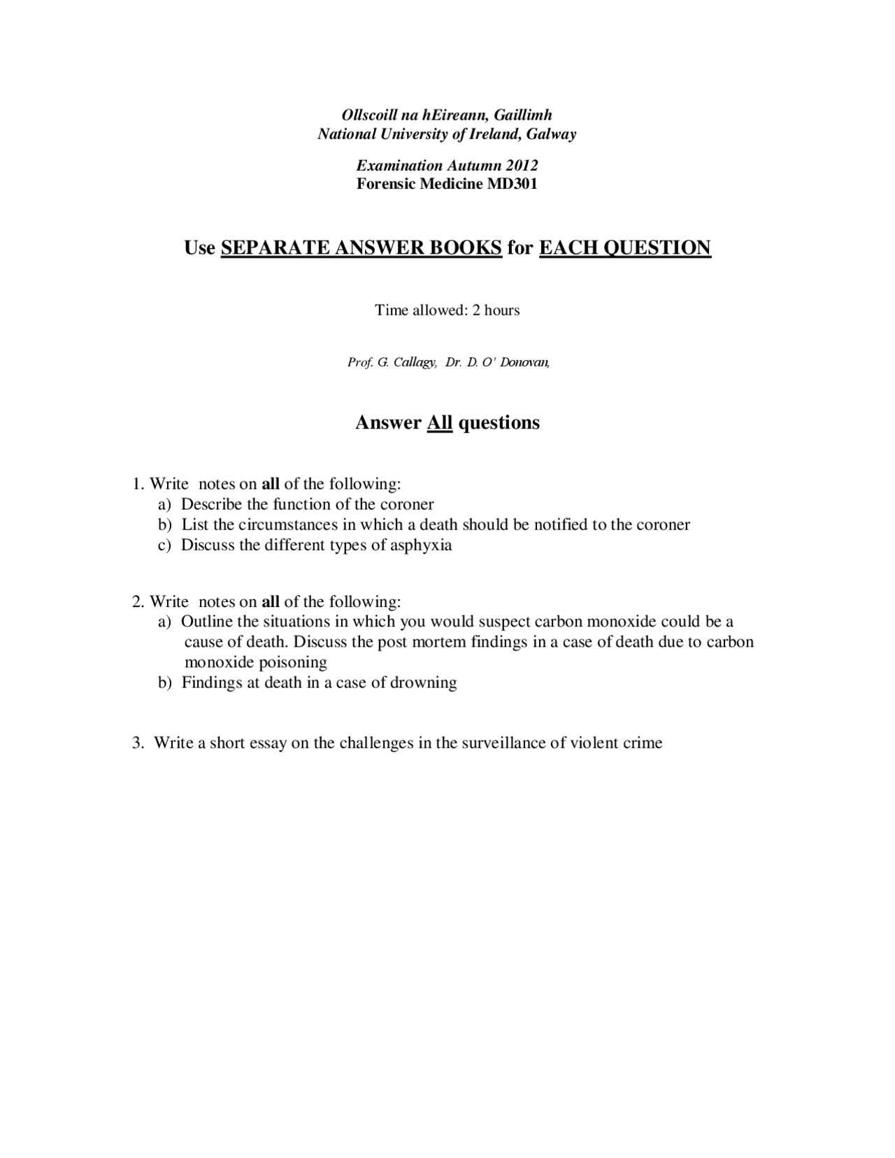 Function of the Coroner Forensic Medicine Exam Docsity