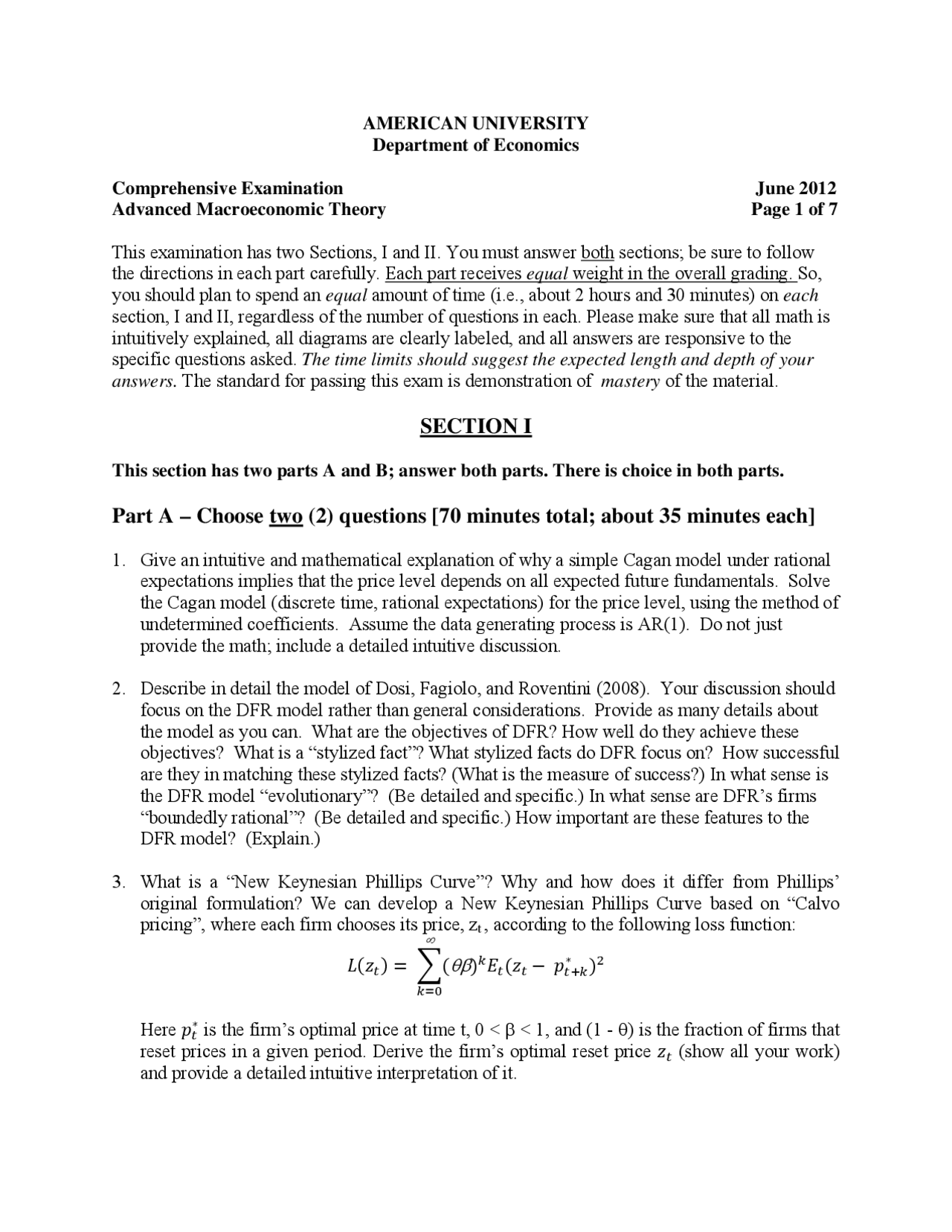 Cagan Model - Advanced Macroeconomic Theory - Past Exam | Exámenes ...