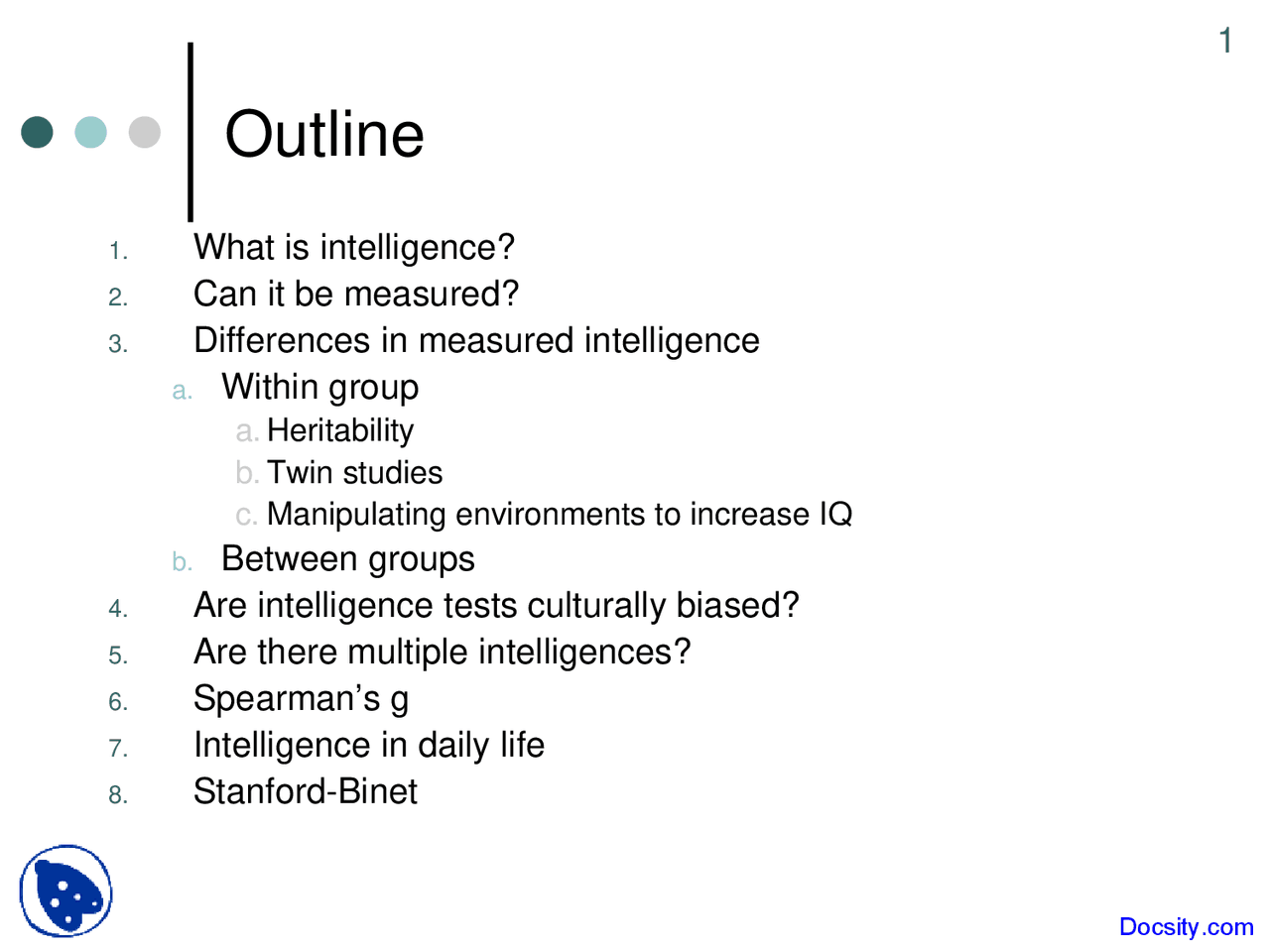 Intelligence - Introduction to Test and Measurement - Lecture Slides ...