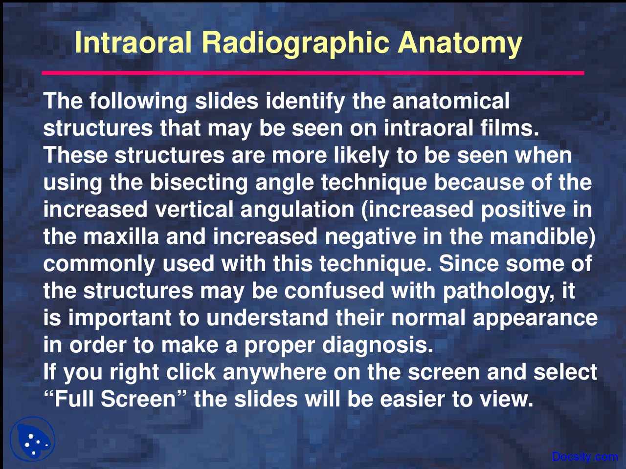 Intraoral Radiographic Anatomy Dental Radiology Lecture Slides