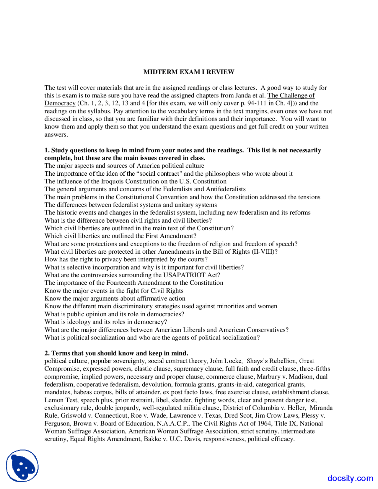 Iroquois Constitution - Introduction to US Government - Exam Review ...