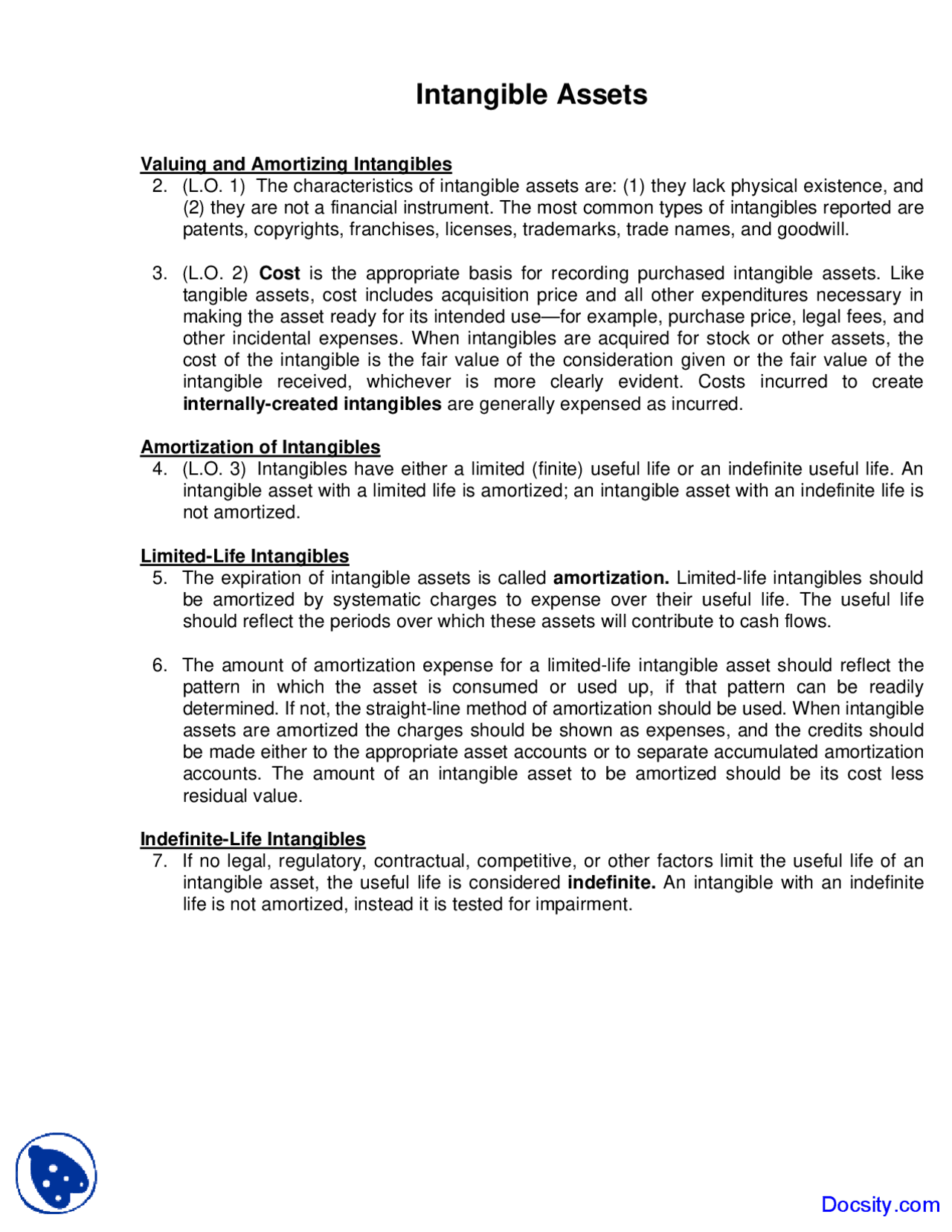 Intangible Assets - Intermediate Accounting - Lecture Notes - Docsity
