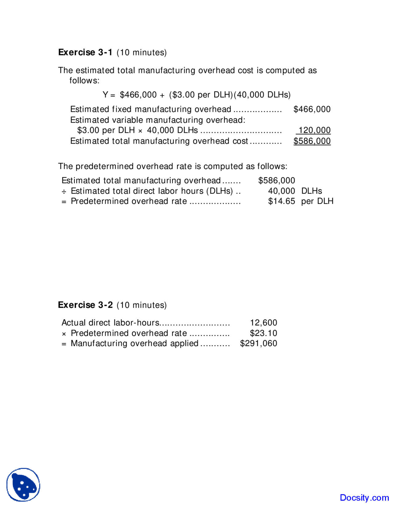 Fixed Manufacturing Overhead Intermediate Accounting Homework Docsity