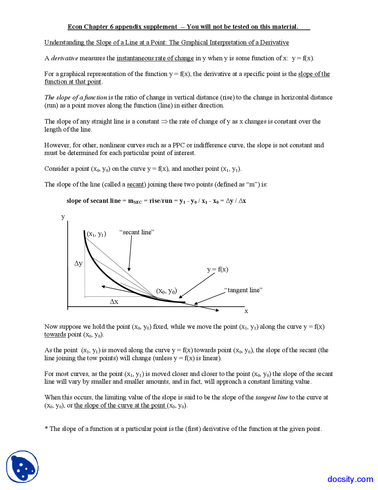 Derivative - Principles of Microeconomics - Lecture Notes - Docsity