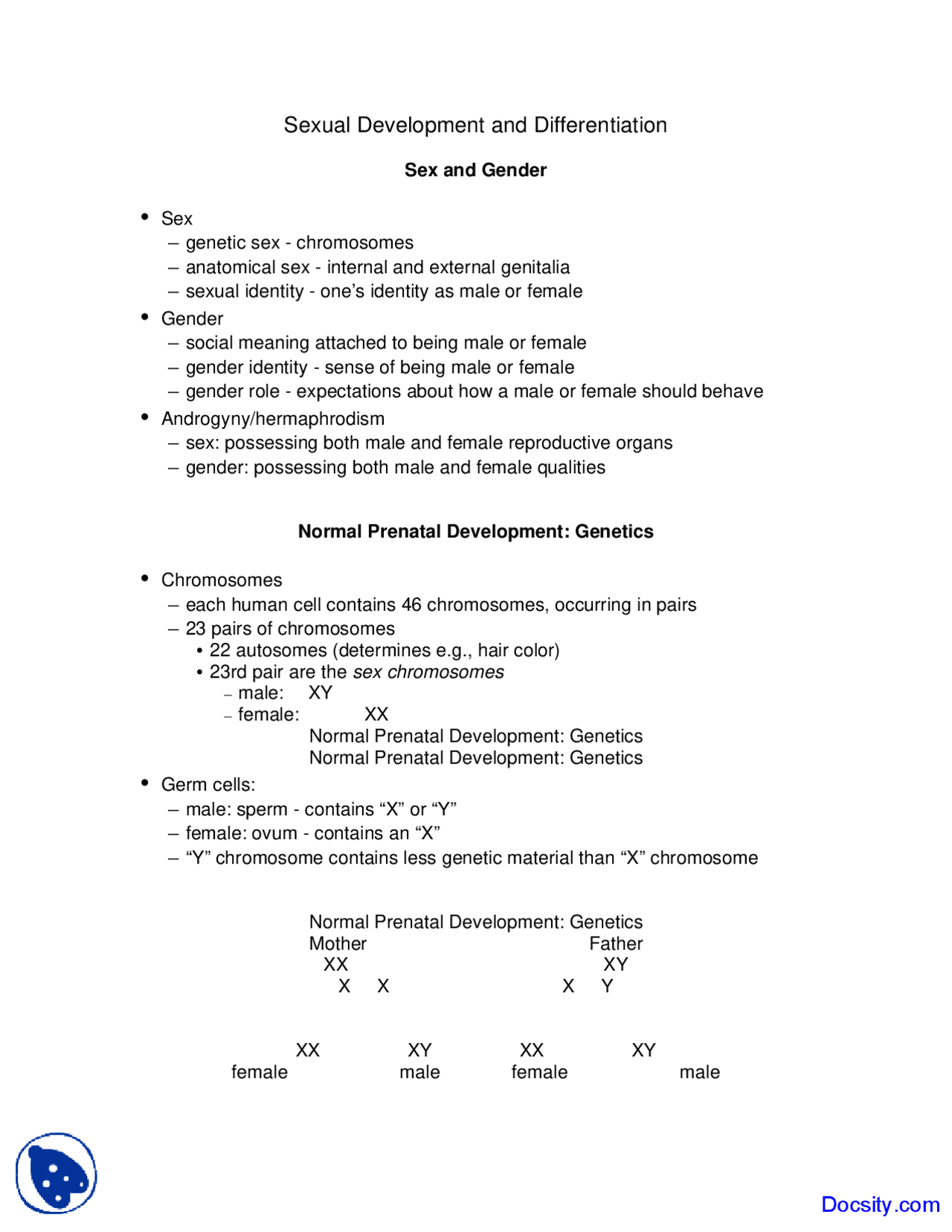Sexual Development and Differentiation - Psychology of Sex - Lecture ...