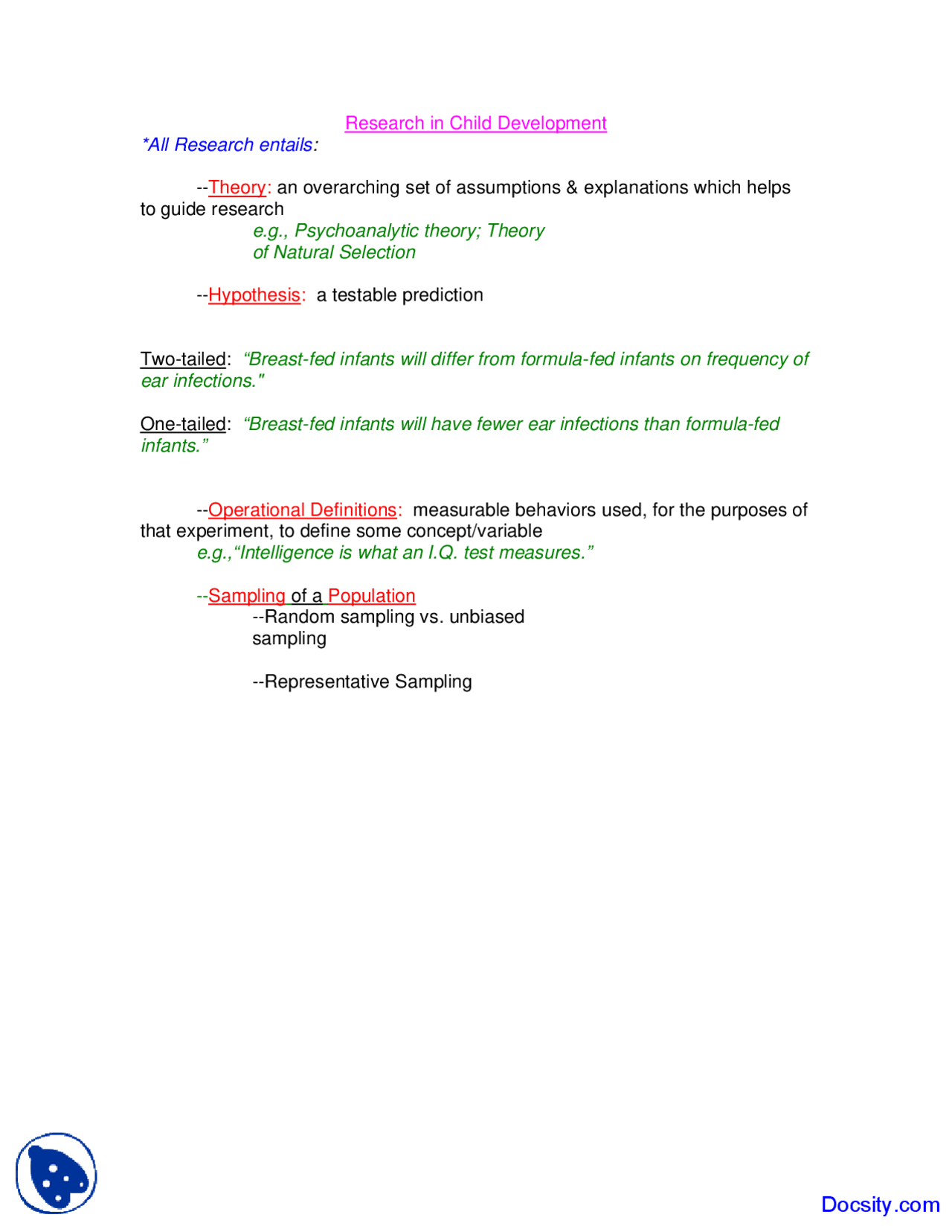 Research in Child Development - Developmental Psychology - Lecture ...