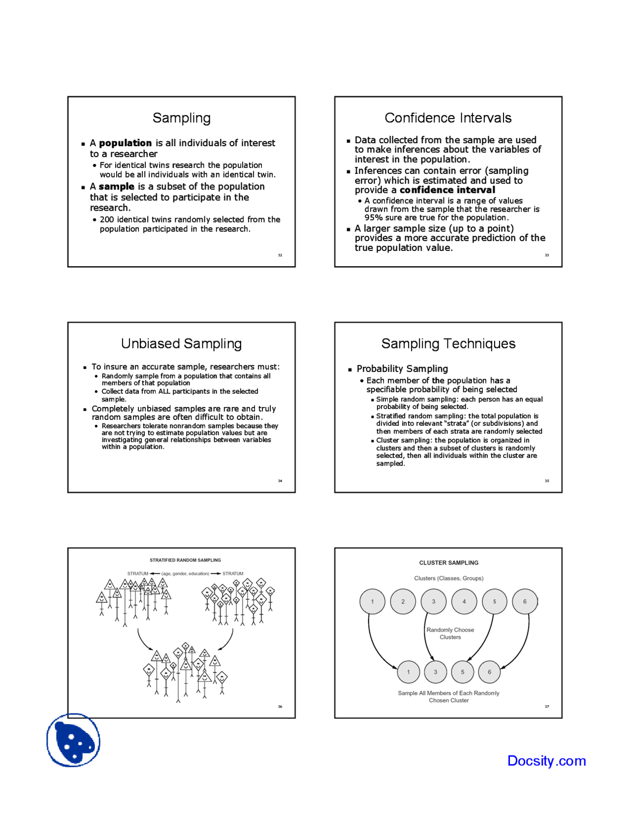 Sampling - Introduction to Psychological Methods - Lecture Slides - Docsity