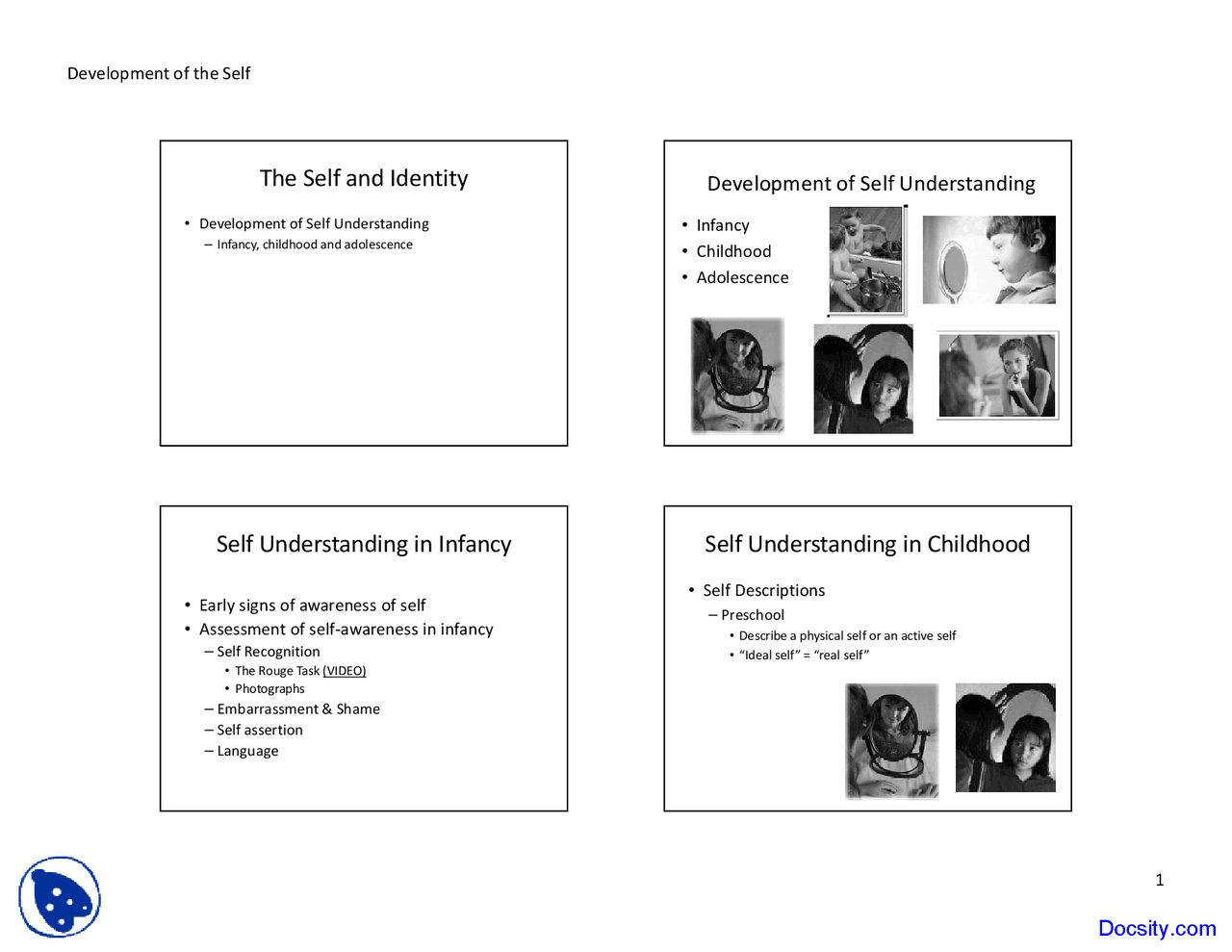 Development of the Self - Human Development - Lecture Slides - Docsity