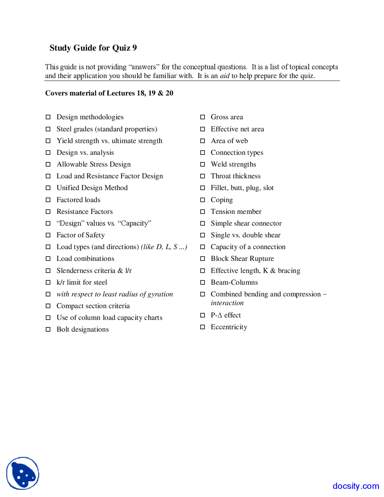 Steel Grades - Elements of Architectural Structures - Study Guide - Docsity