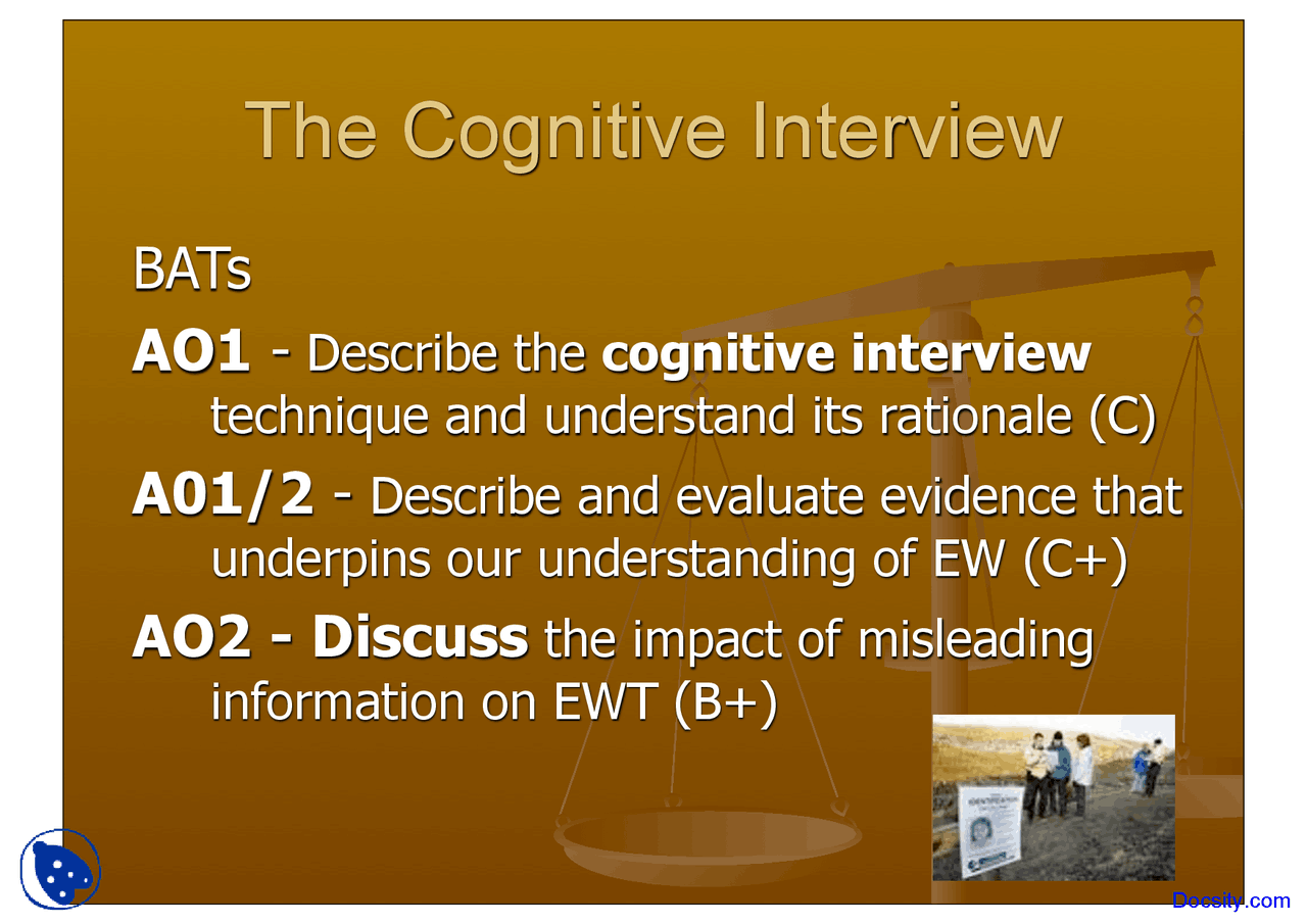 Cogitive Interview Cognitive Interview - Research Methods in Psychology - Lecture Slides ...