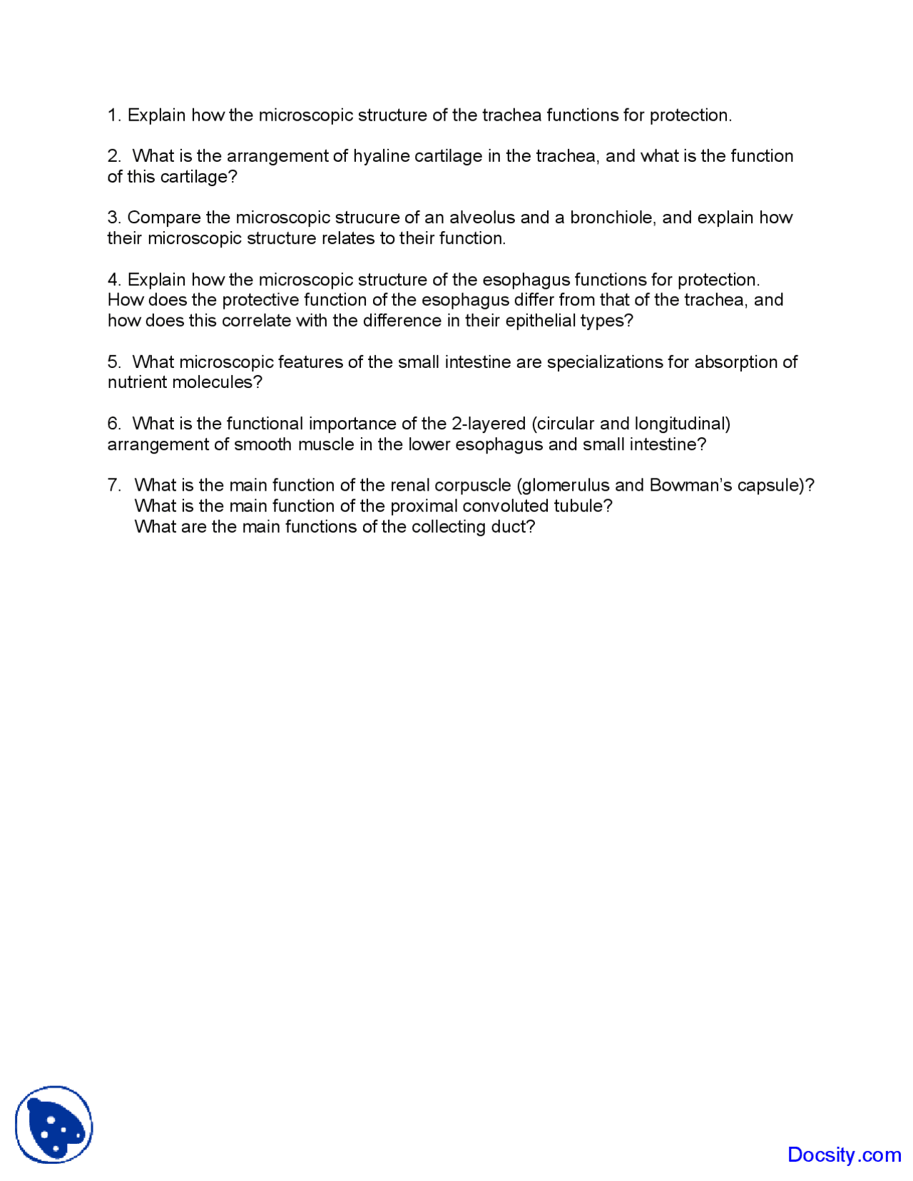 Trachea Functions for Protection Zoology Quiz Exercises Zoology