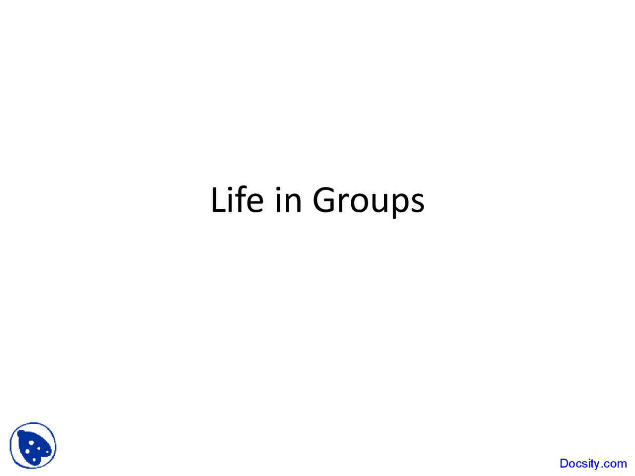 Life in Groups - Basics of Sociology - Lecture Slides - Docsity
