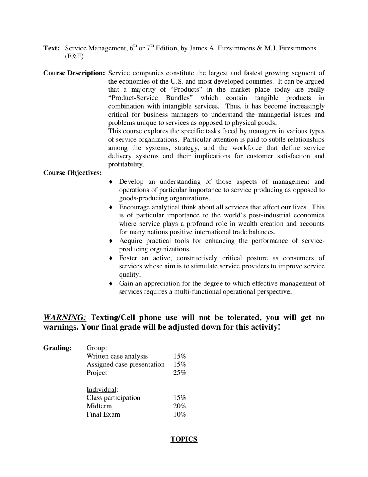 Course Objectives - Service Management - Syllabus | Study notes Service ...