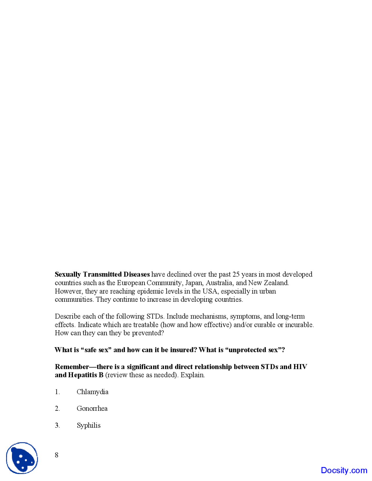 Sexually Transmitted Diseases - Human Anatomy and Physiology - Quiz ...