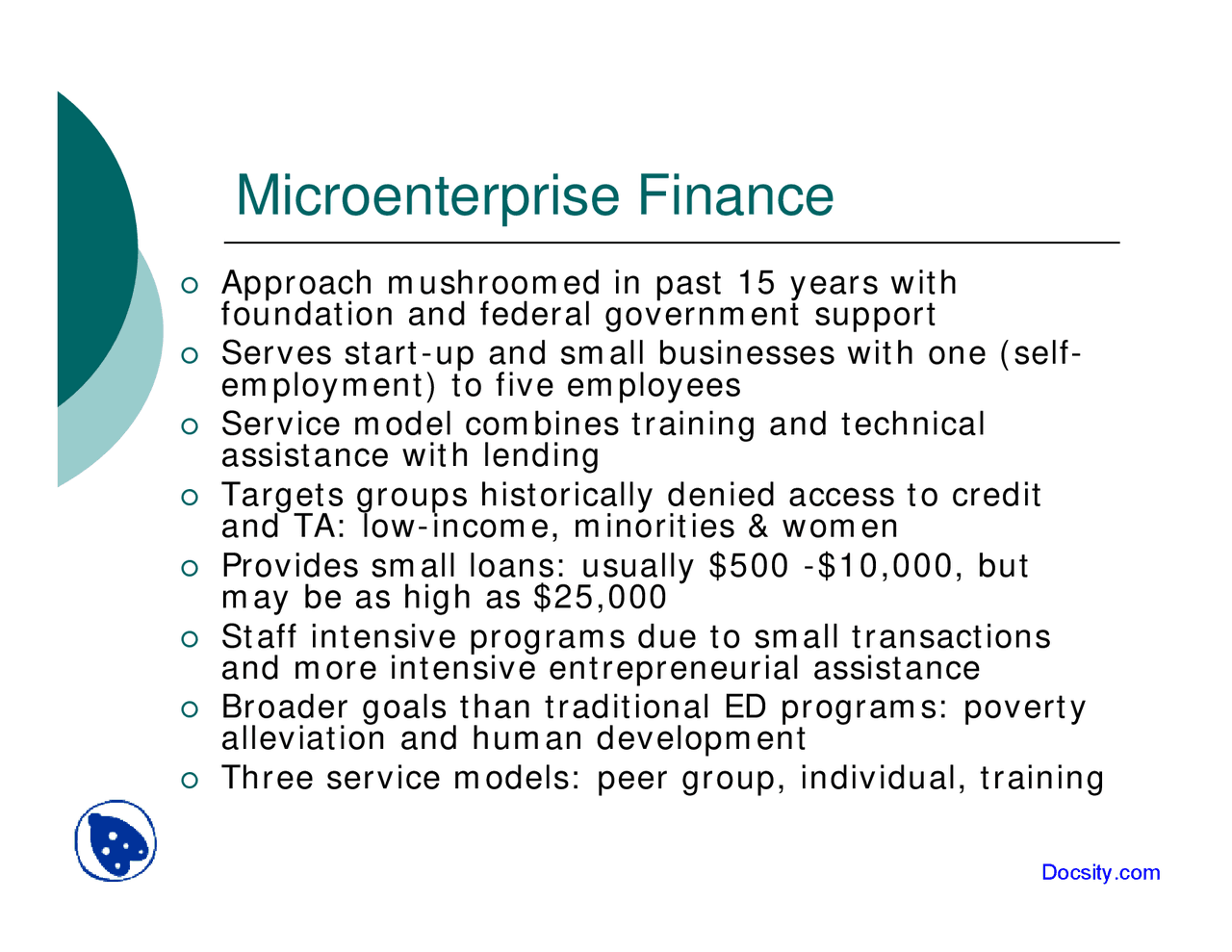 Microenterprise Finance - Financing Economic Development - Lecture ...