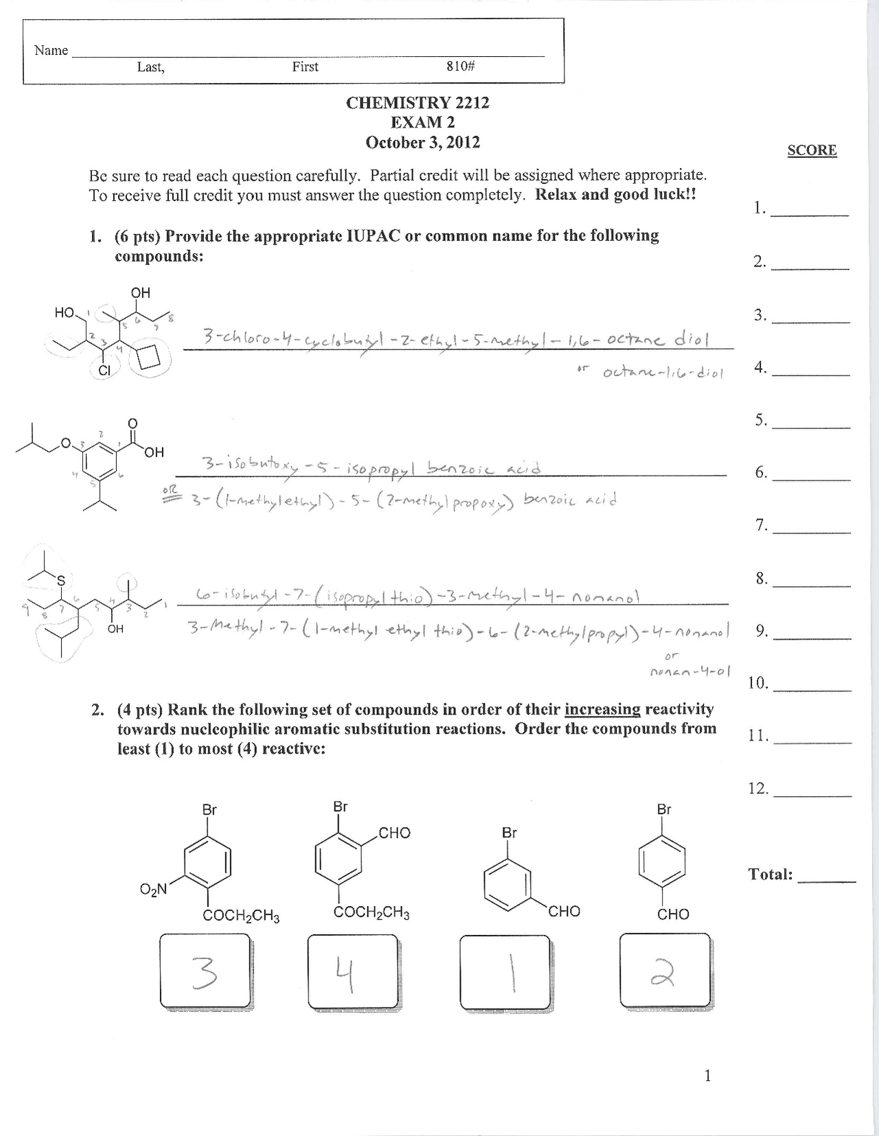 12 Questions with Solution of Modern Organic Chemistry II - Exam 2 ...