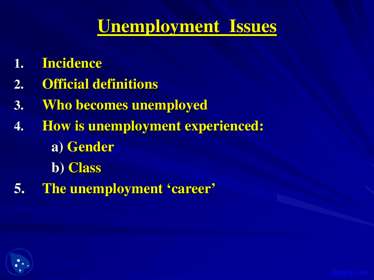 Unemployment Issues Work and Industry Lecture Slides Docsity