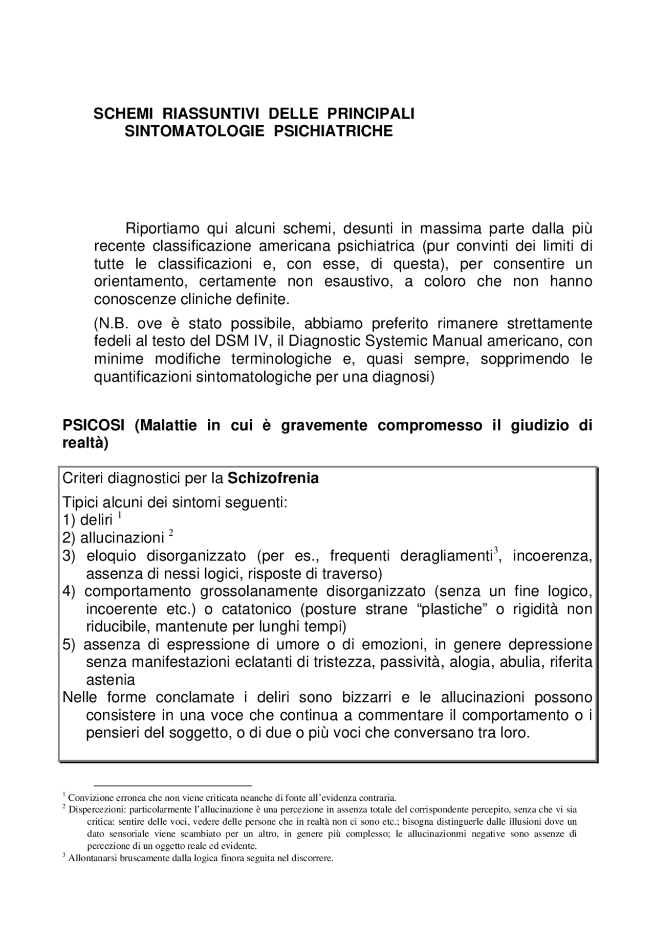 Disturbi psichiatrici - Schema riassuntivo - Neuropsichiatria infantile ...