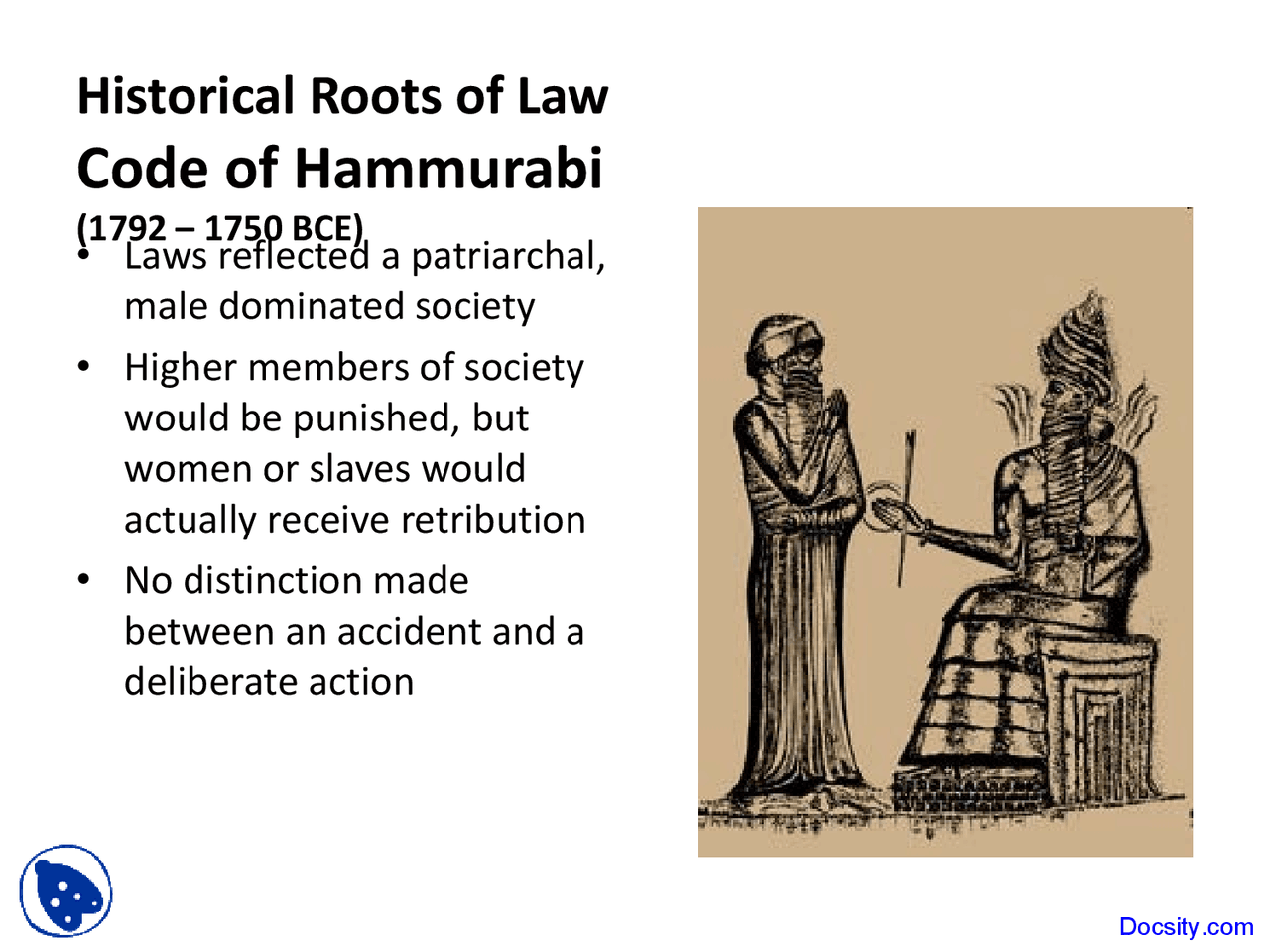 Historical Roots and Code of Hammurabi - Law - Lecture Slides | Slides ...