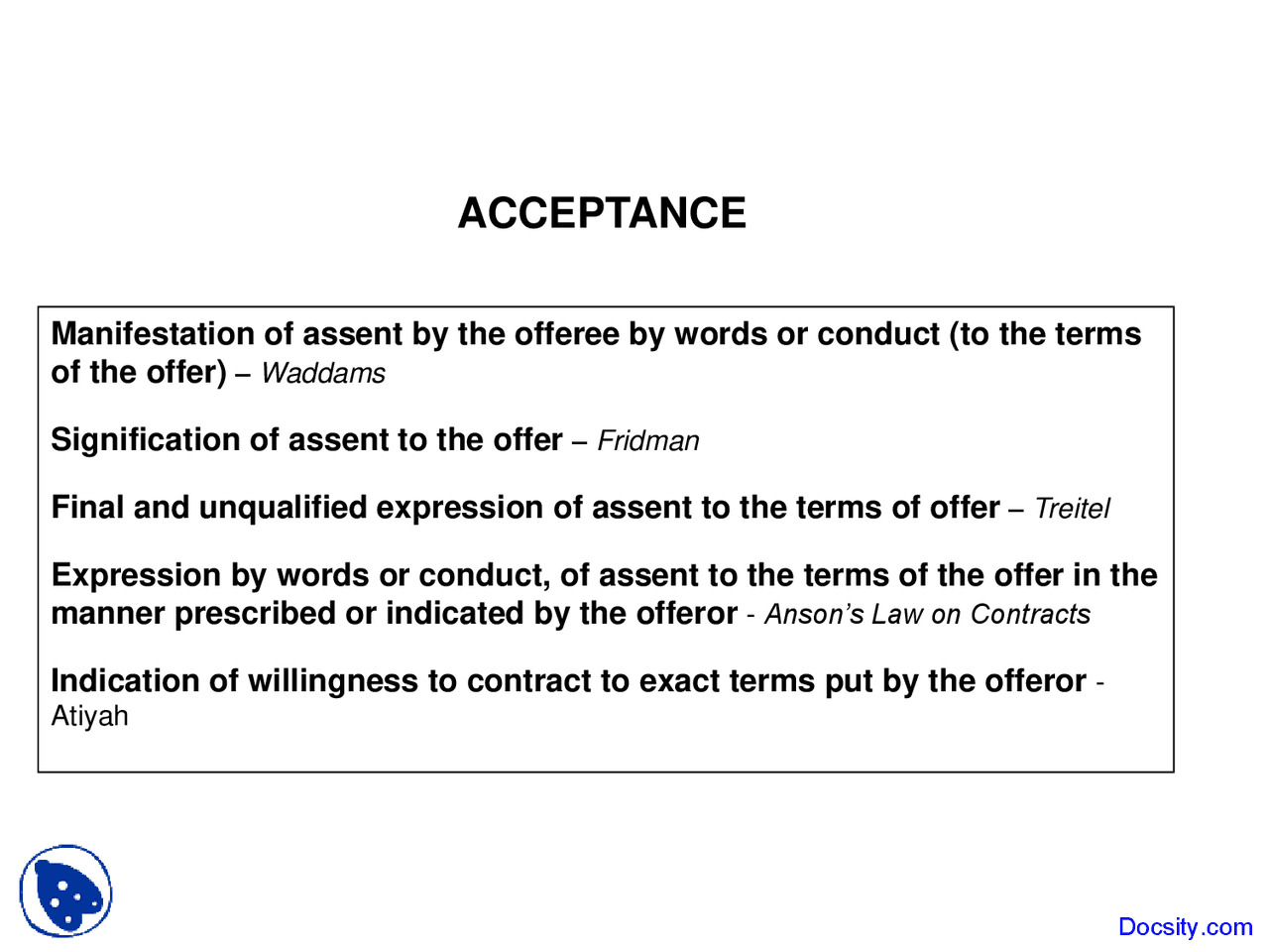 Acceptance Law Of Contract Lecture Slides Docsity Acceptance Law Of Contract Lecture Slides Docsity