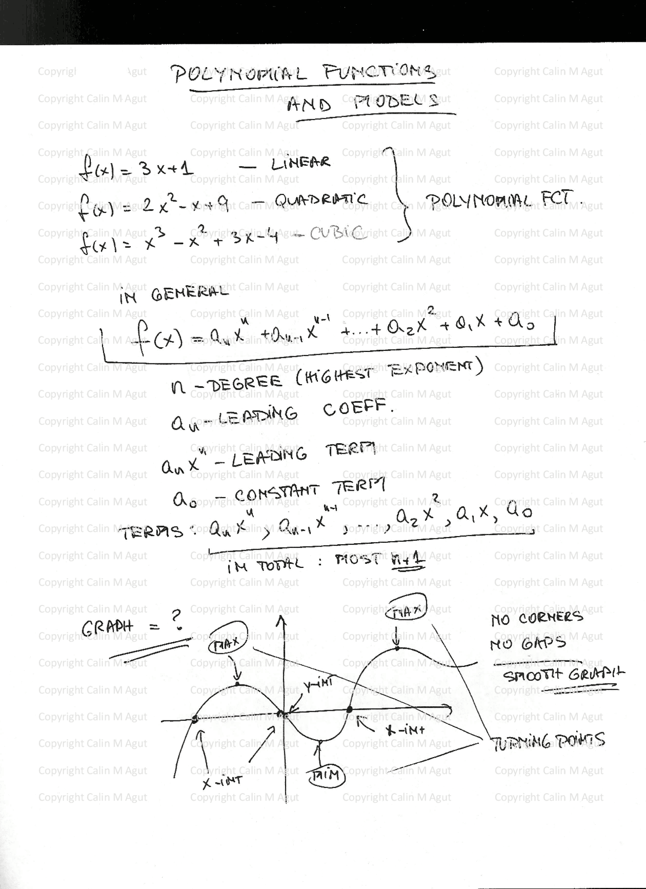 Polynomial Functions and Models - Algebra - Lecture Notes - Docsity