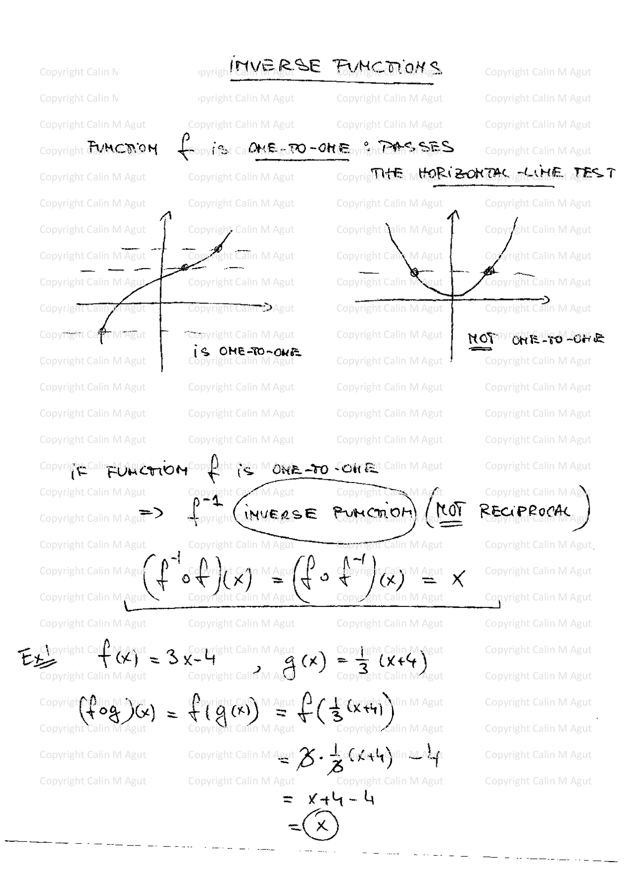 Inverse Function - Algebra - Lecture Handout - Docsity