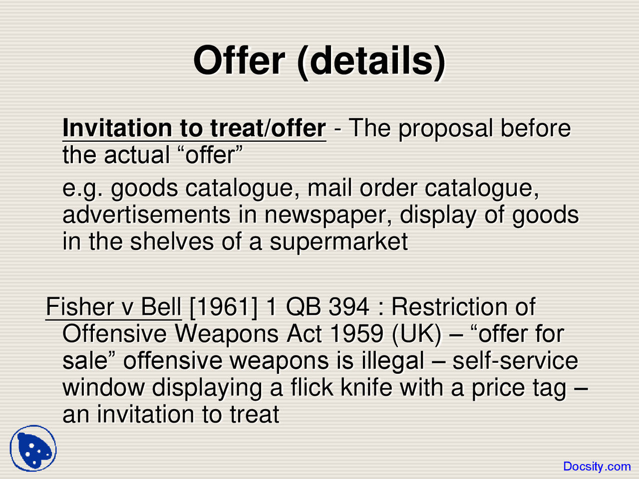 Invitation to Treat Law of Contract Lecture Slides Docsity