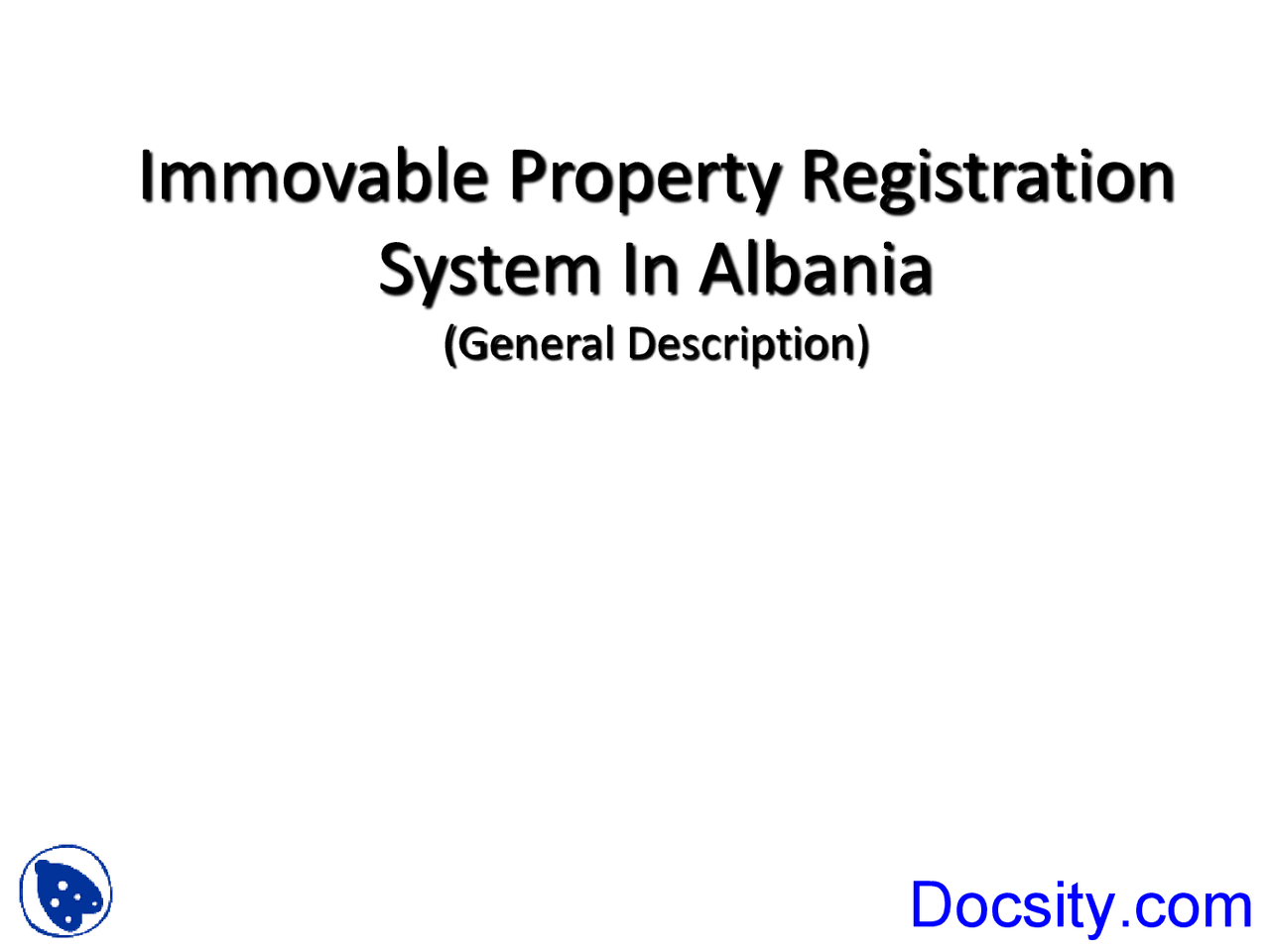 Immovable Property Registration System - Law - Lecture Slides - Docsity