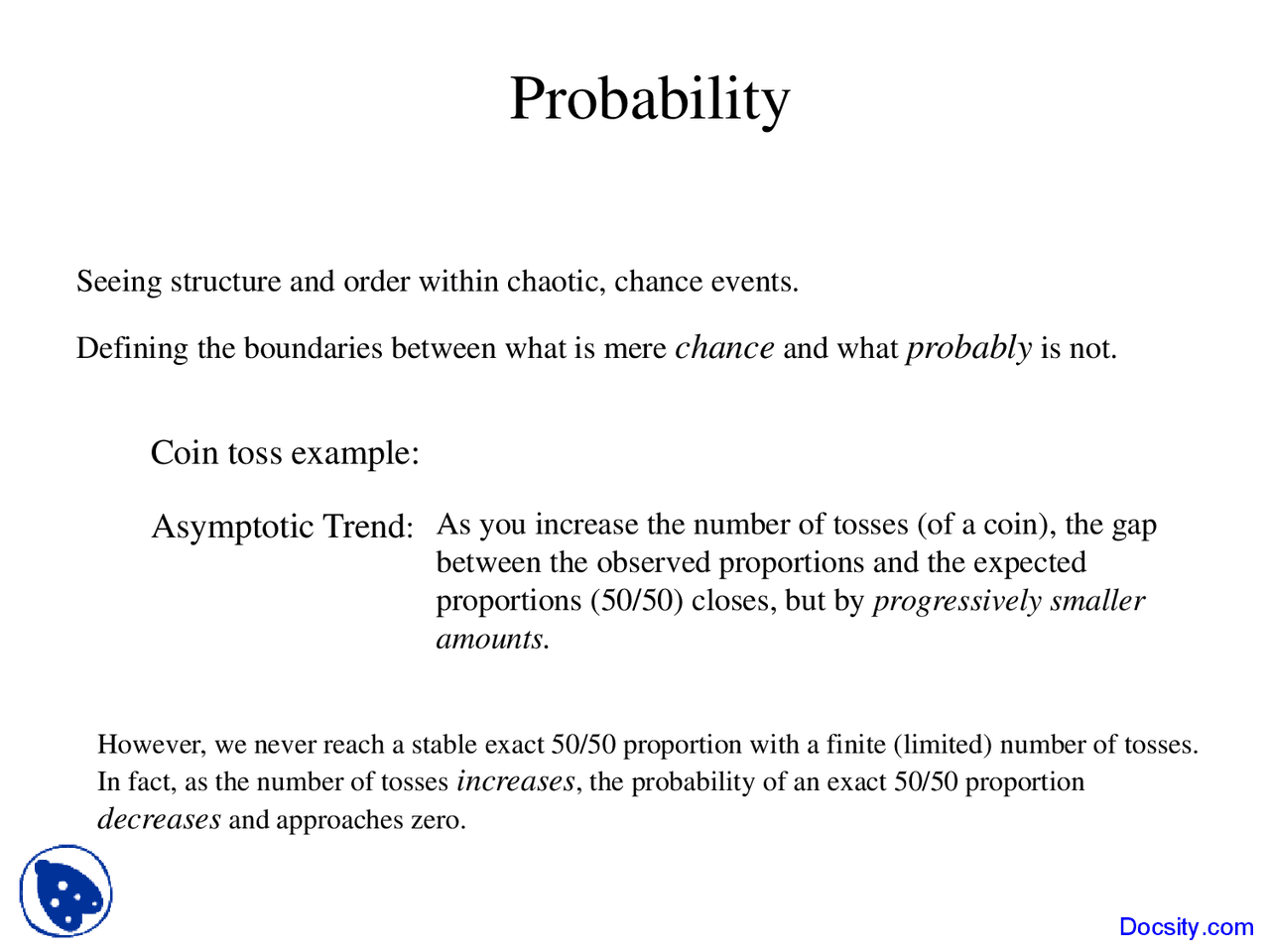 Probability - Data Analysis in Psychology - Lecture Slides - Docsity