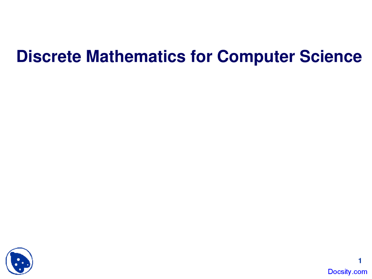 Discrete Mathematics for Computer Science - Introduction to Computer ...