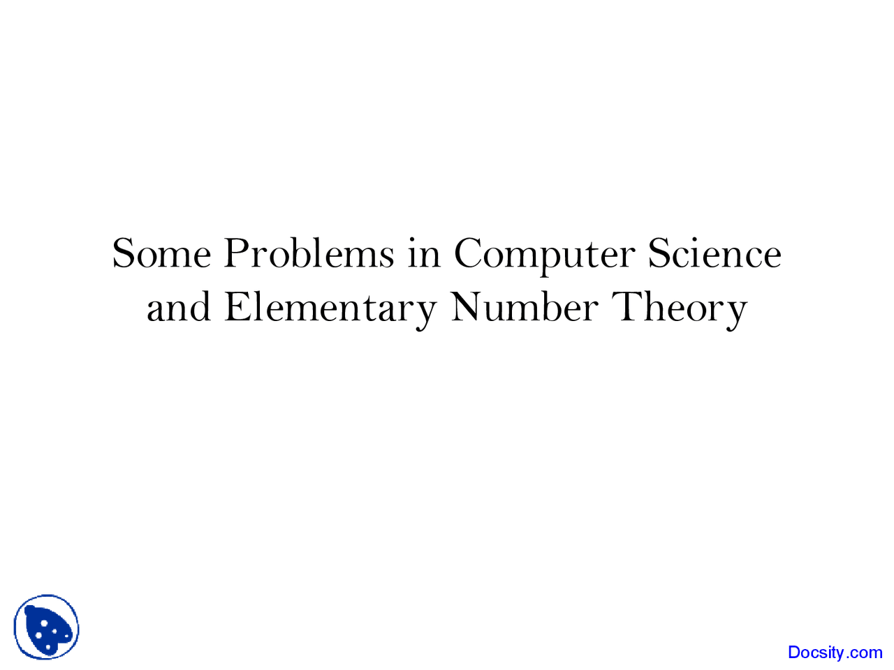 Problems in Computer Science - Introduction to Computer Science ...
