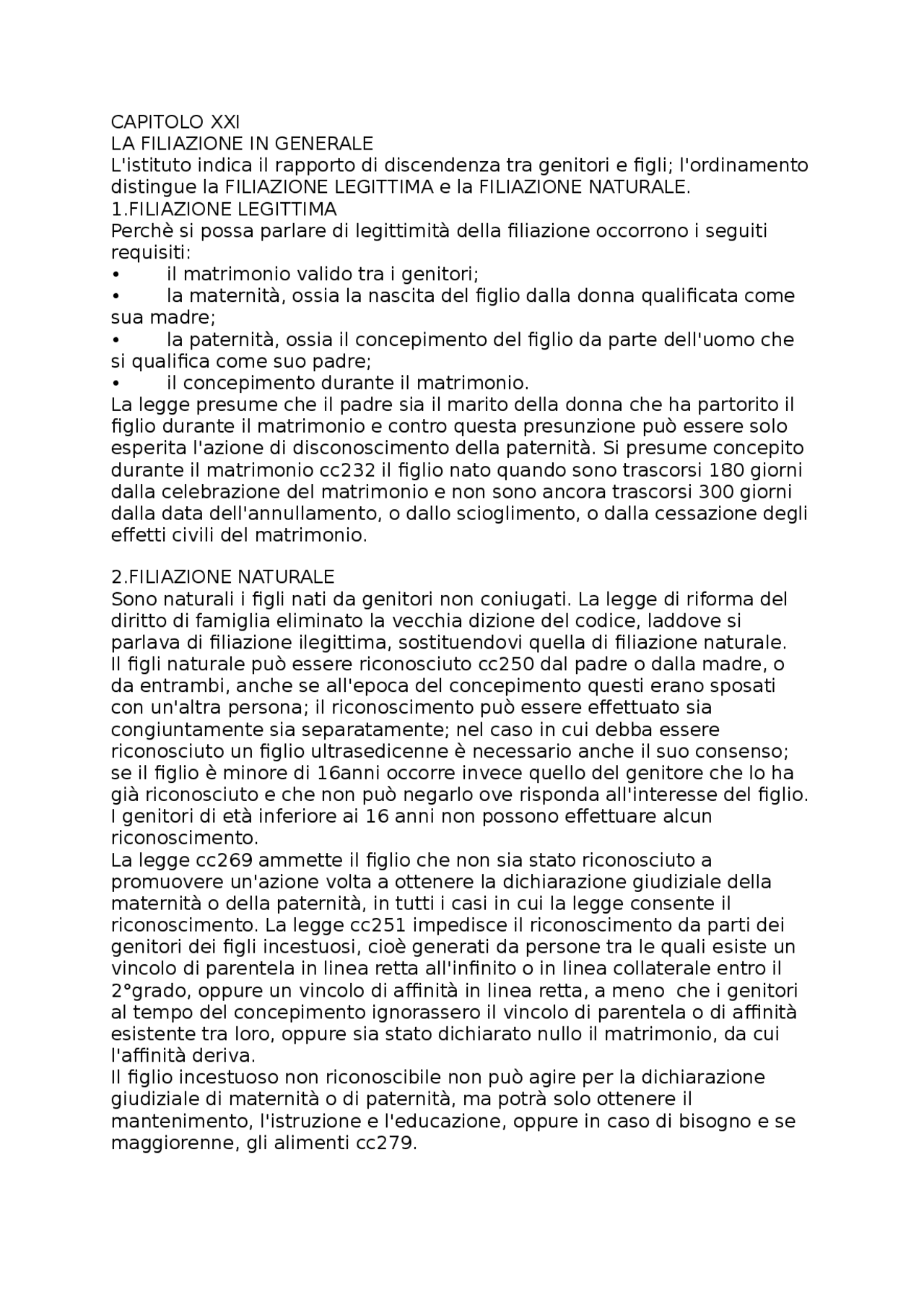 La Filiazione Docsity