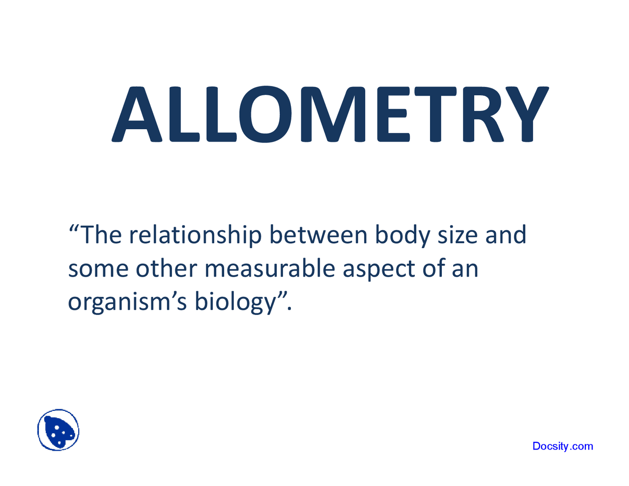 Allometry - Animal Physiology - Lecture Slides - Docsity