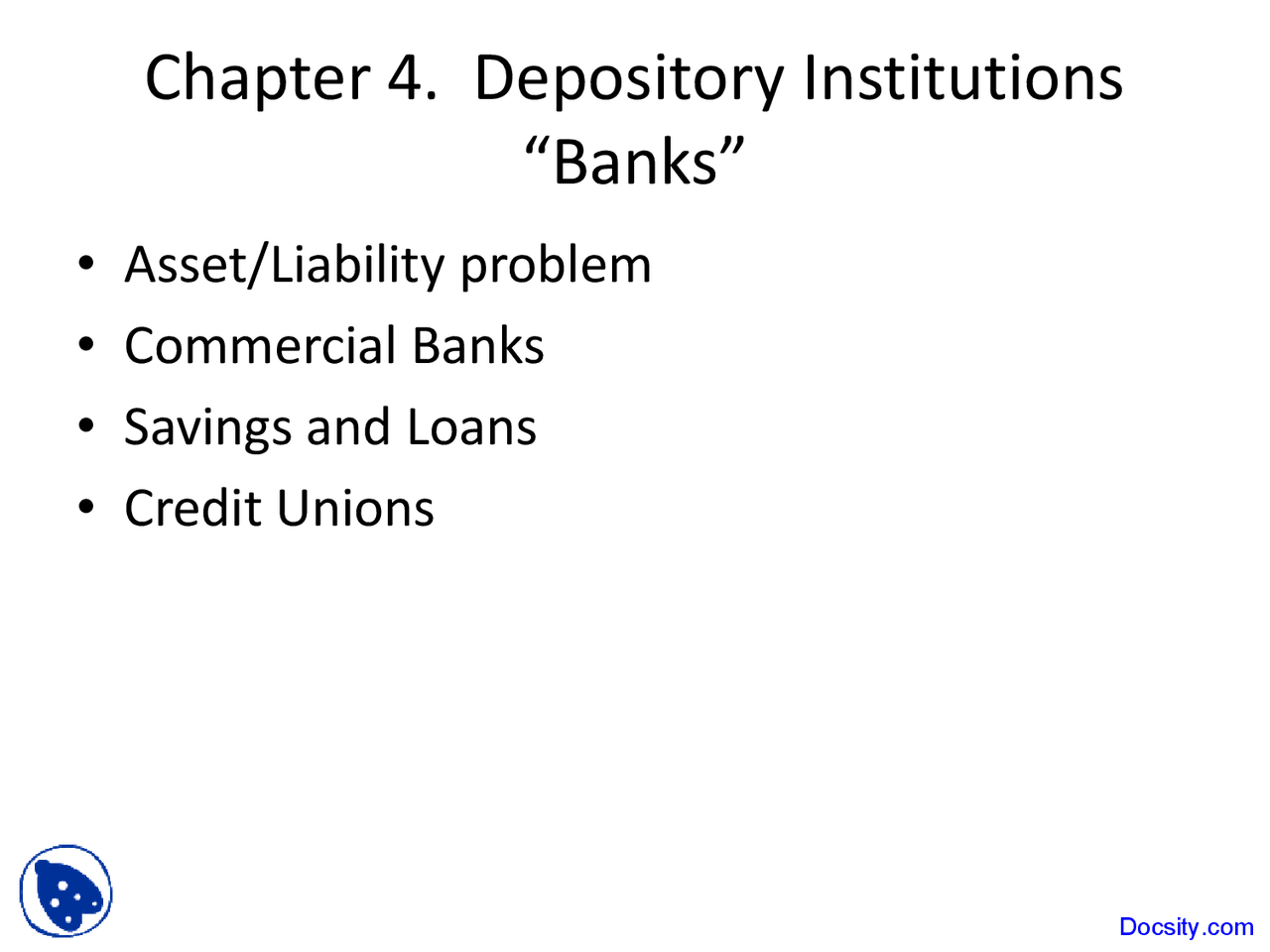 Depository Institutions - Banking and Financial Markets - Lecture ...