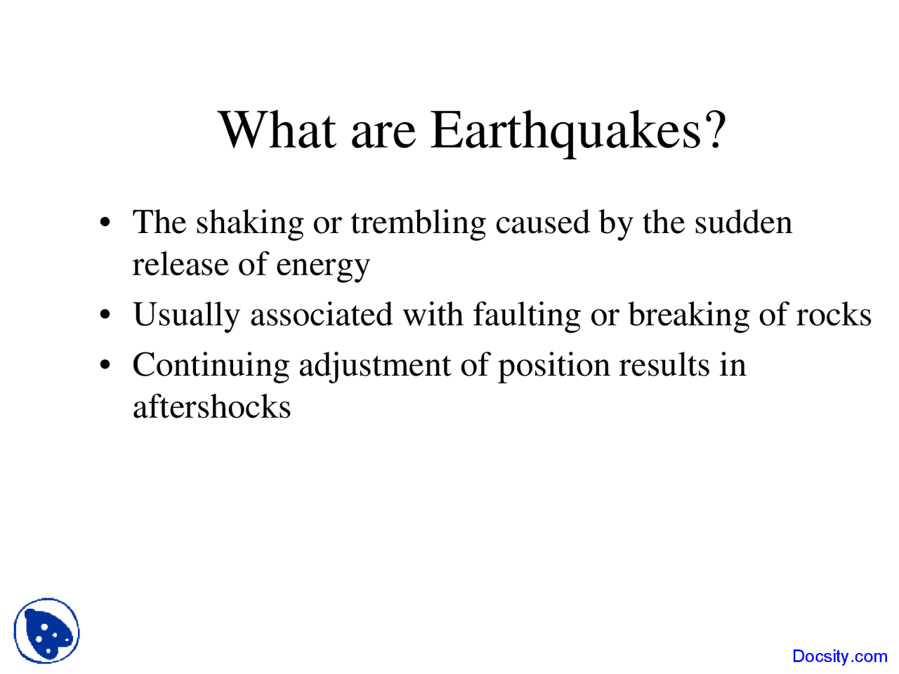 Earthquakes - Earth and Space - Lecture Slides - Docsity