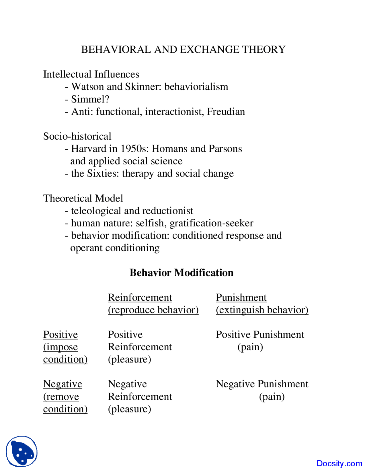 Behavioral and Exchange Theory - Principles of Sociology - Lecture ...